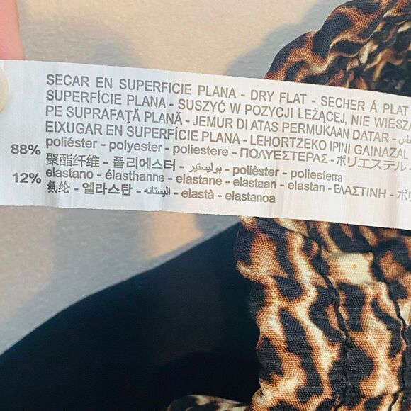 Zara Basic Elastic Waist Cheetah Print Trim Pull-on Jogger Pants Black XS - Picture 7 of 7